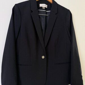 Calvin Klein One Button Suit Blazer (Navy Blue)